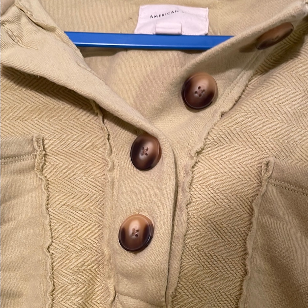 American Eagle Outfitters yellow/green Long Sleeve Button Down Shirt - Picture 4 of 8